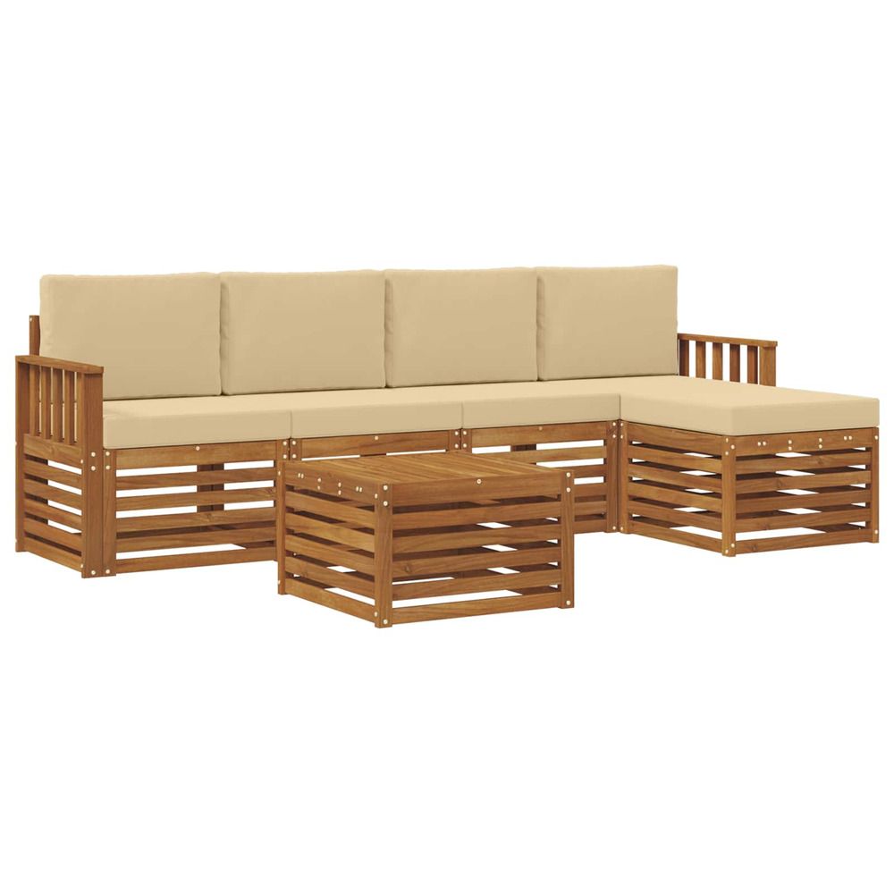 Ensemble de canapés d'extérieur 6 pc naturel et beige