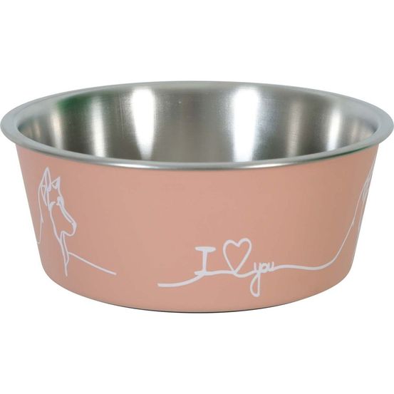 Ecuelle antidérapante rose pour chiens love dog 400 ml