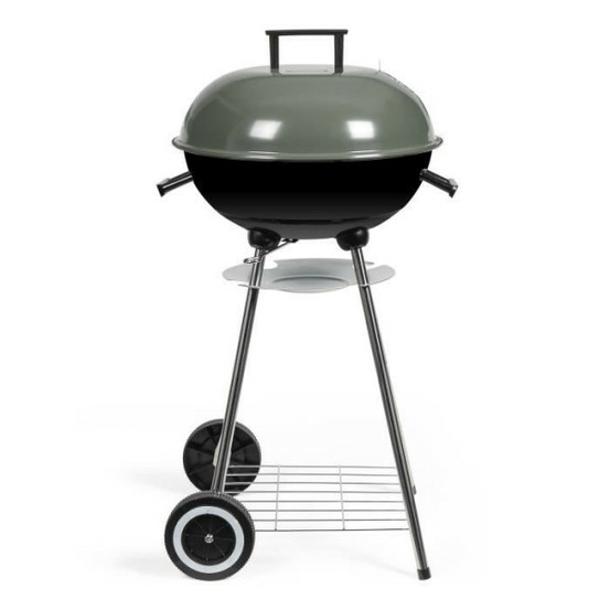 Barbecue a charbon - - doc172k - ø41 cm - grille en acier chromé - hauteur 69,5 cm - poignées - 2 roues crantées
