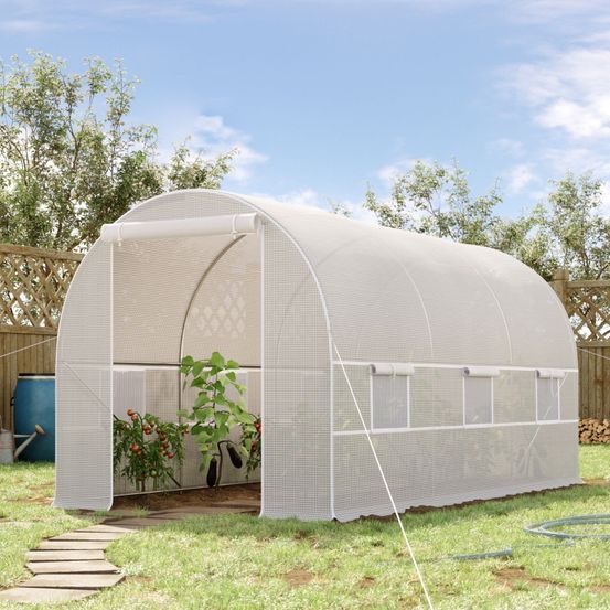 Serre tunnel de jardin acier et pe blanc 400 x 200 x 200 cm potager protection uv - comfortxl outdoor living