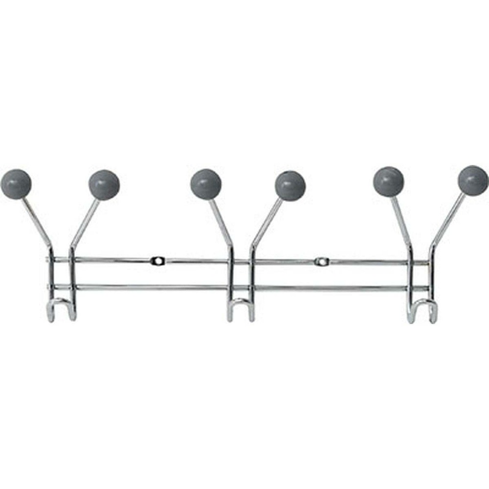 Patere metal 3 crochets a fixer decoration resine grise - chrome/gris