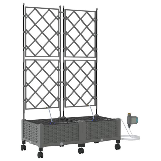 Porte-plante de jardin avec irrigation et roues 2 pc gris clair