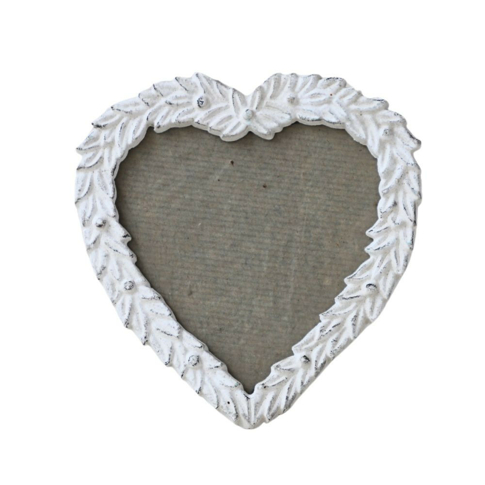 Cadre photo en fonte blanche à poser en forme de coeur ø.15 cm