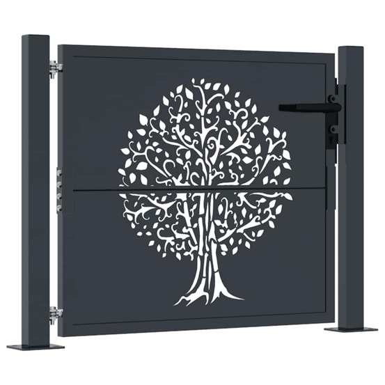 Portail de jardin anthracite 100x100 cm acier design arbre