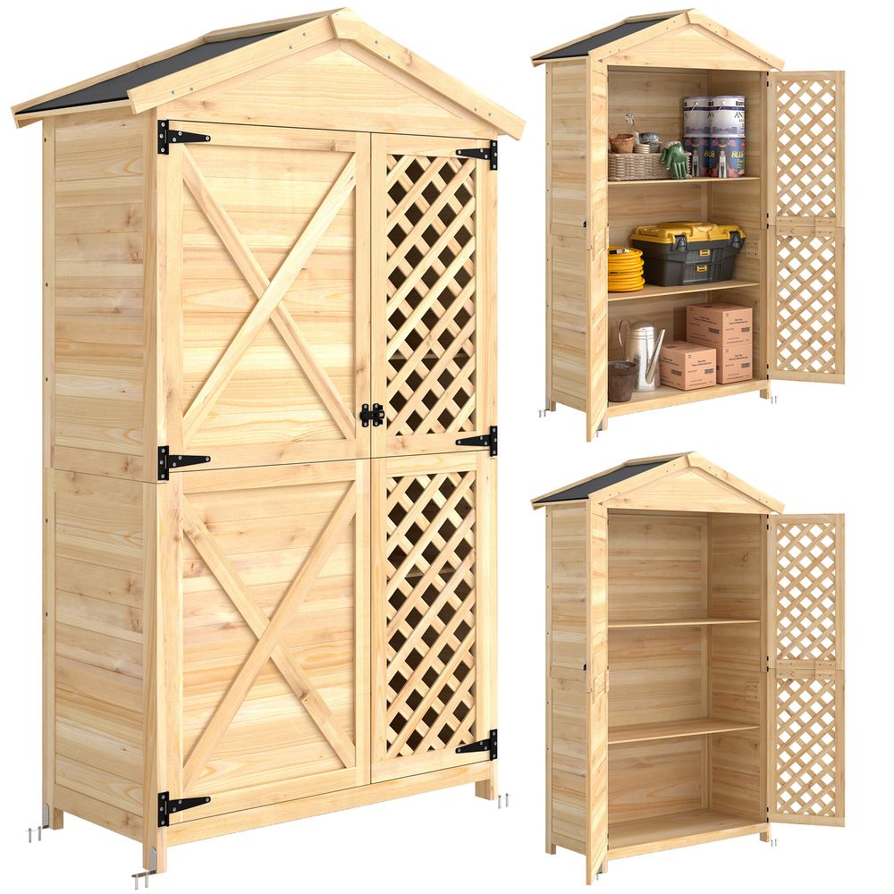 Armoire de jardin bois de sapin 101,5 x 49 x 176 cm porte ventilée gain de place - comfortxl outdoor living