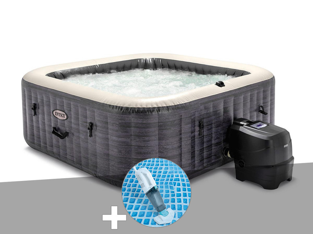 Kit spa gonflable purespa ardoise carré bulles 4 places + aspirateur
