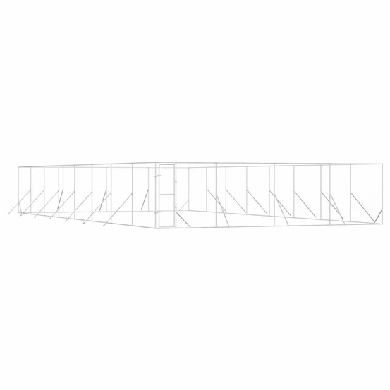 Chenil d'extérieur pour chiens argenté 8x16x2 m acier galvanisé