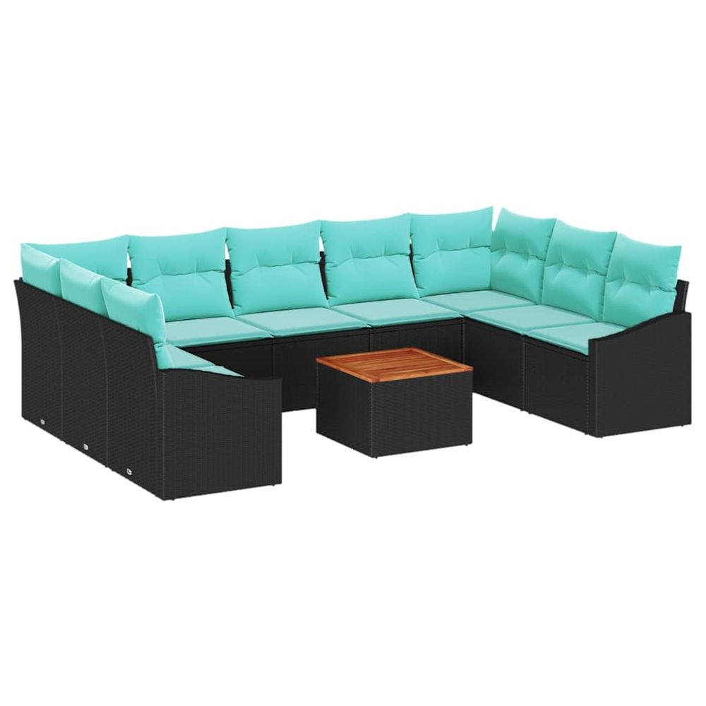 Ensemble de canapé de jardin 10 pc noir polyrotin