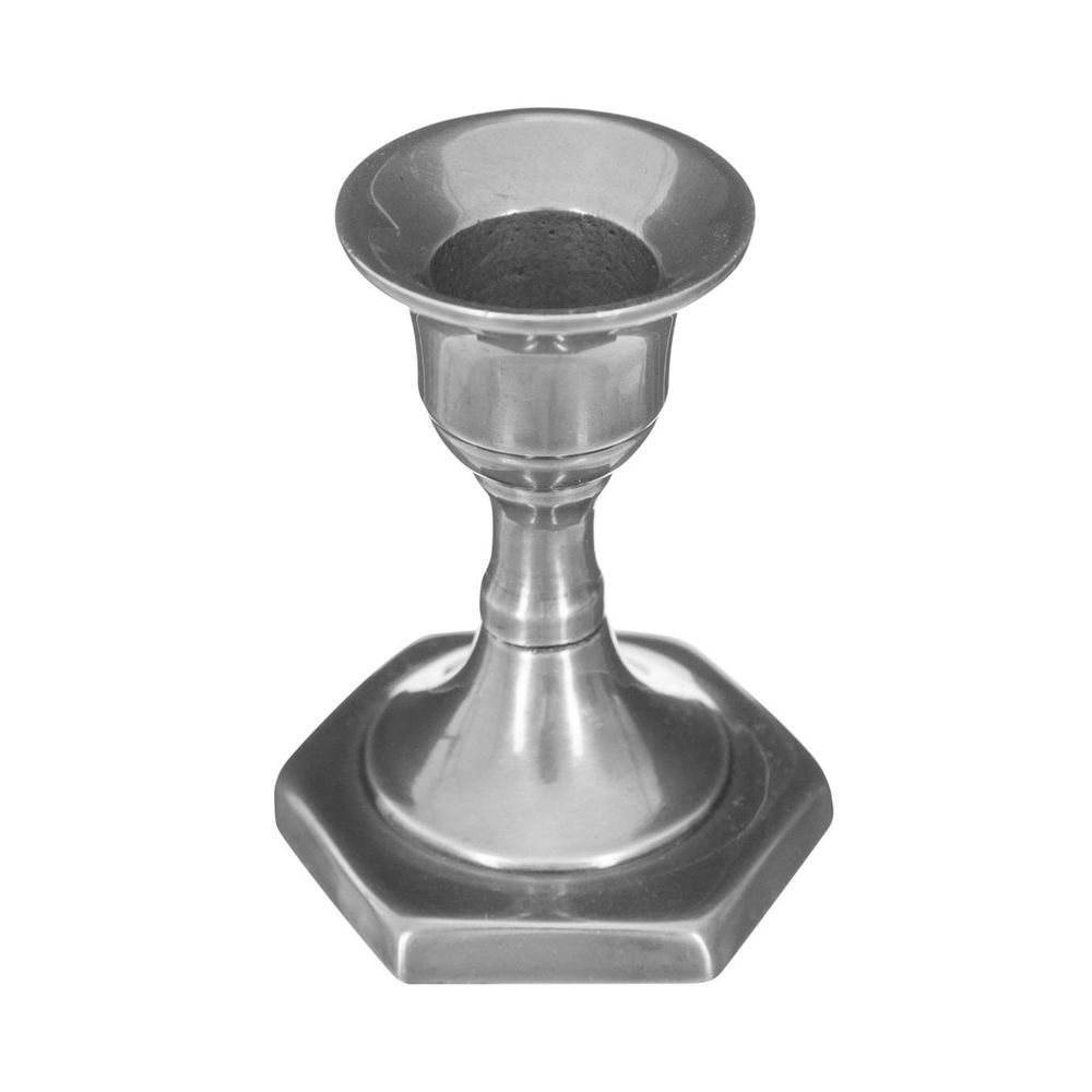 Bougeoir chandelier en métal argenté h 7,5 cm