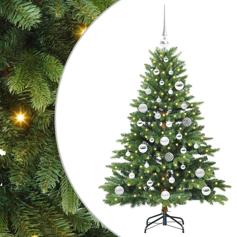 Sapin de noël artificiel avec 150 led vert 120 cm pe et pvc