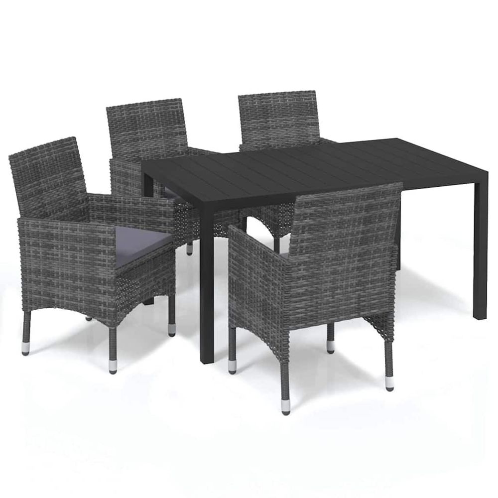 Ensemble à manger de jardin coussins 5pcs résine tressée gris