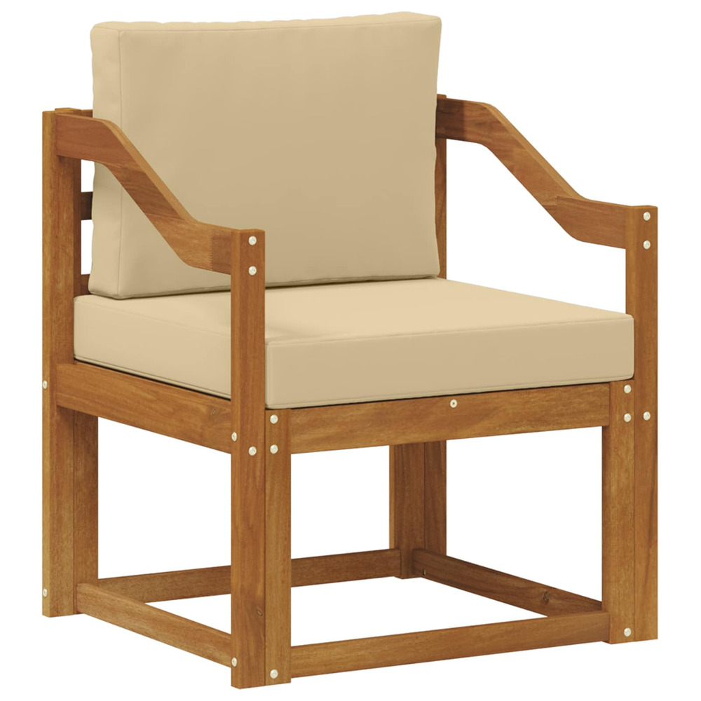 Canapé d’extérieur bois d'acacia massif et polyester naturel