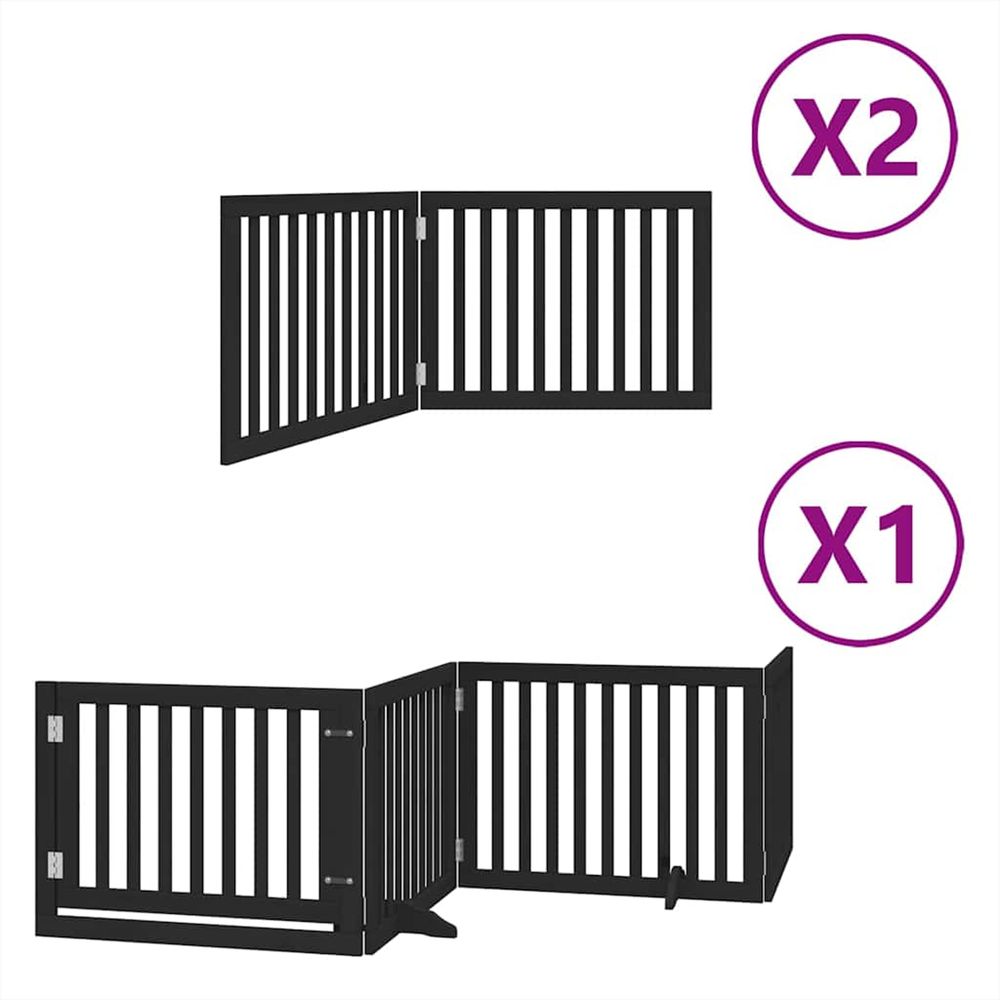 Barrière pour chien porte pliable 8 panneaux noir bois peuplier