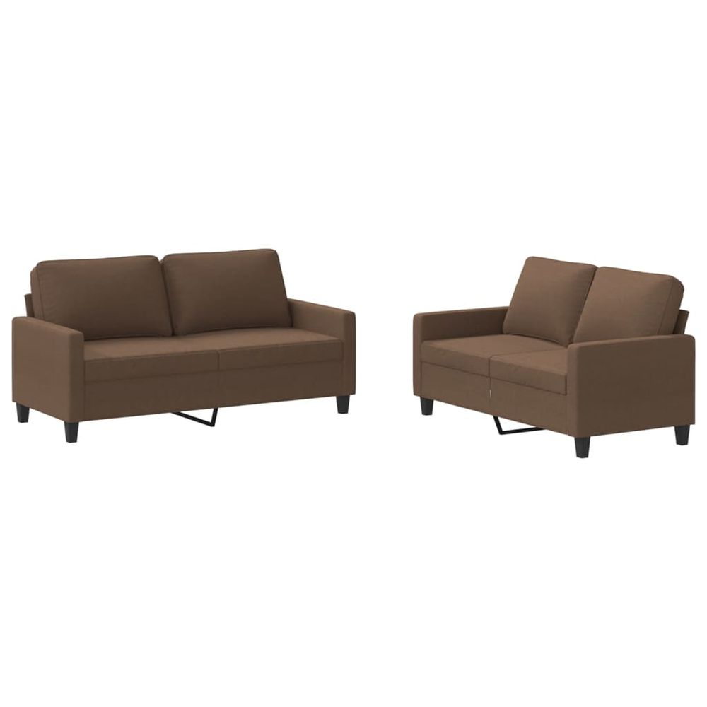 Ensemble de canapés 2 pcs avec coussins marron tissu