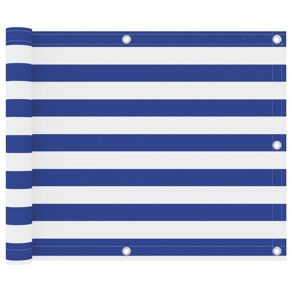 Écran de balcon blanc et bleu 75x300 cm tissu oxford
