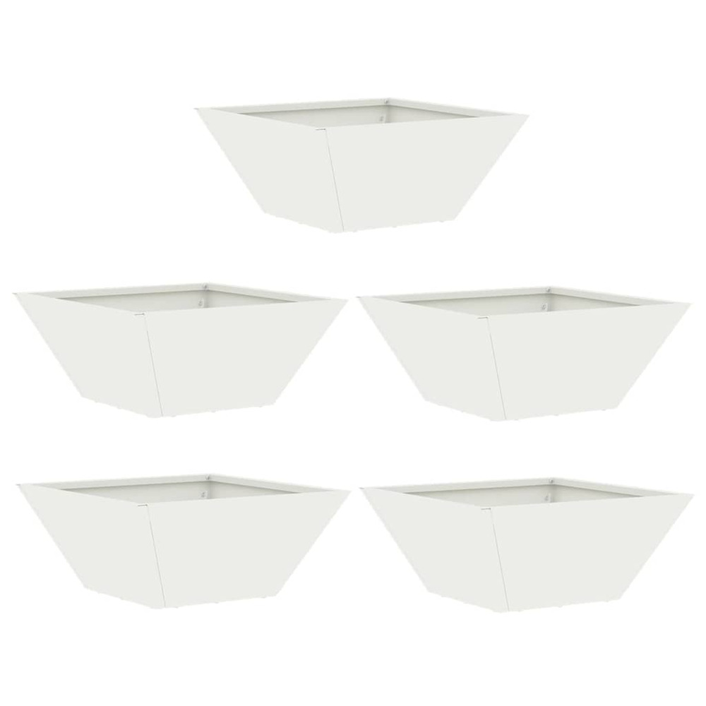 Cache-pot de jardin 5 pcs blanc 35 x 35 x 15 cm