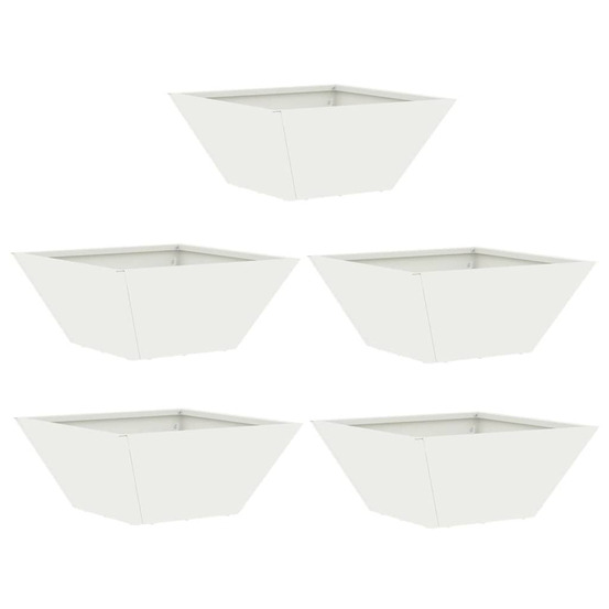 Cache-pot de jardin 5 pcs blanc 35 x 35 x 15 cm