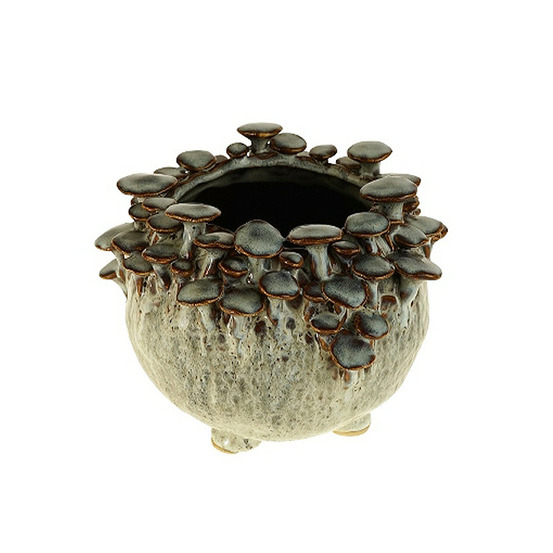Vase céramique aux champignons 20x20x17cm