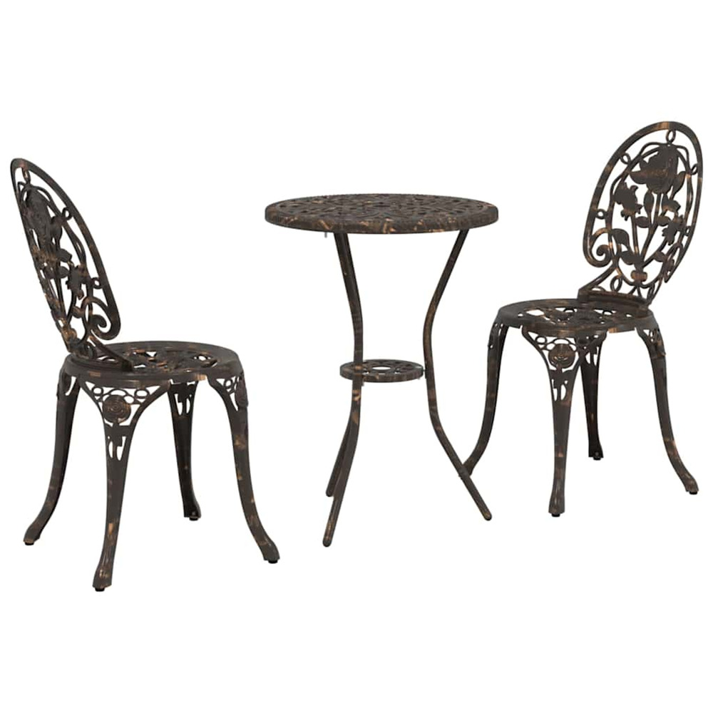 Ensemble bistro de jardin 3 pcs bronze aluminium