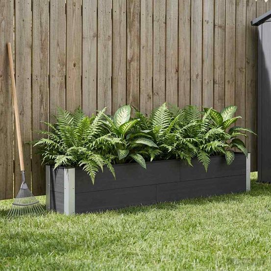 Jardinière surélevée wpc aluminium terrasse culture potager 200cm noir