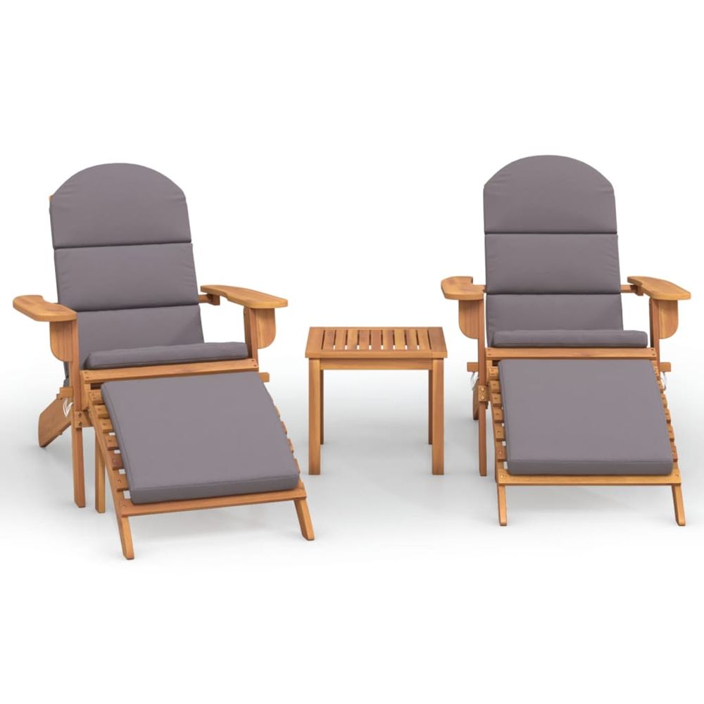 Ensemble de salon de jardin adirondack 3 pcs bois acacia solide