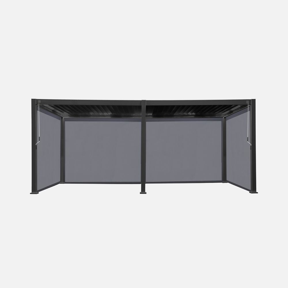 Pergola bioclimatique en aluminium, lames orientables 3x6m triomphe + 4 stores latéraux 3m
