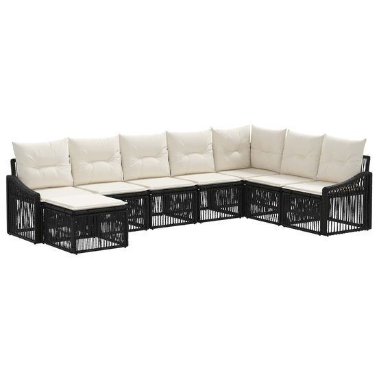 Ensemble de canapé de jardin 8 pc noir polyrotin