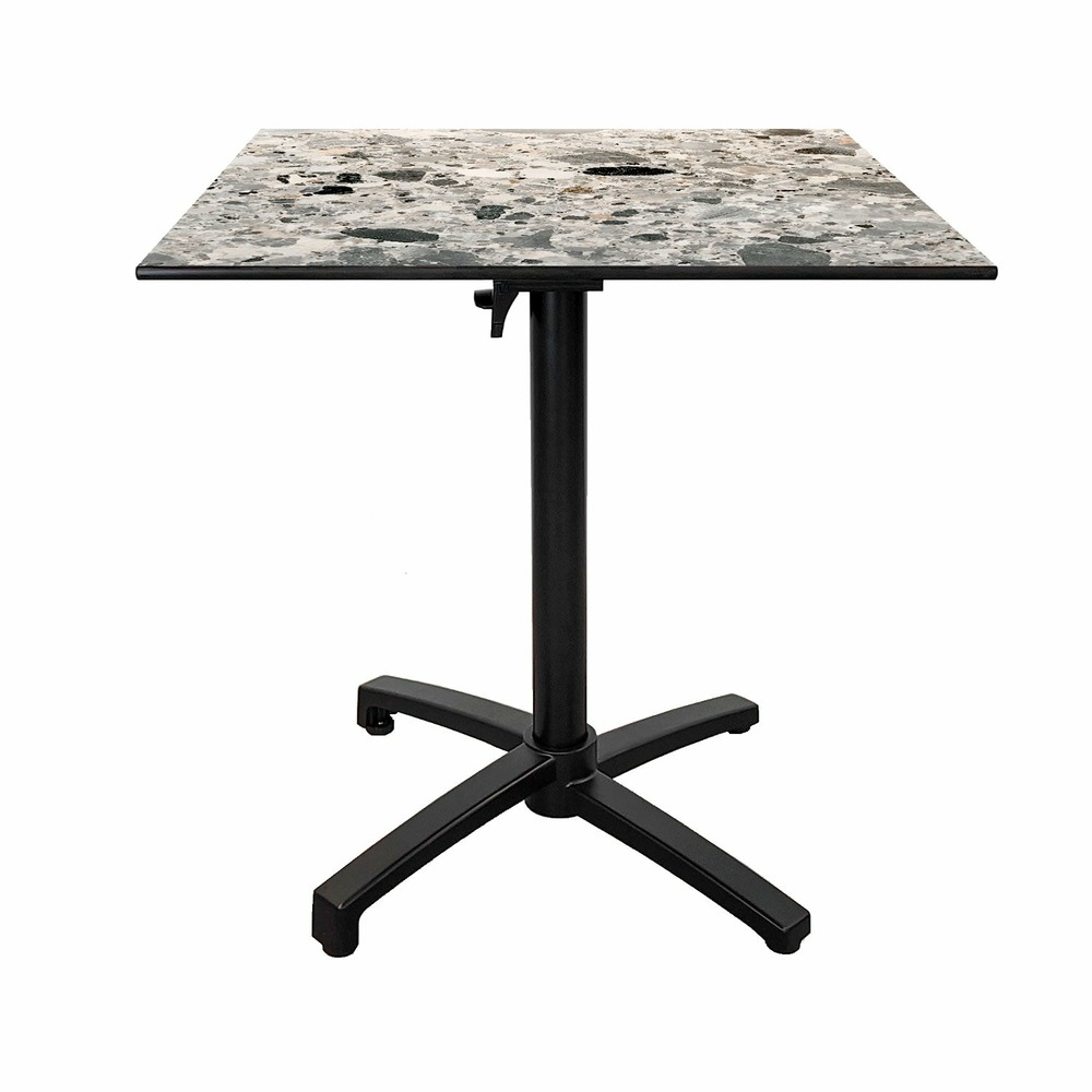Restootab - table pliable pour terrasse en compact hpl décor pierre cepp 70x70