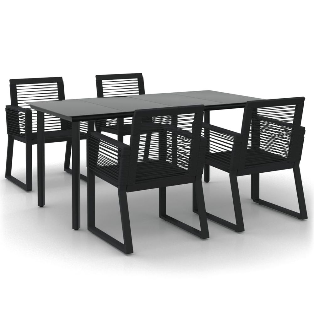 Ensemble à manger de jardin 5 pcs noir rotin pvc