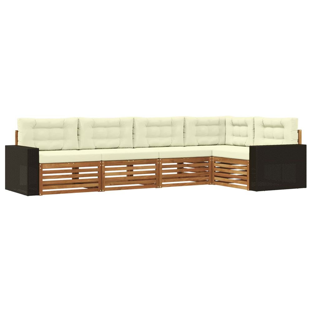 Ensemble de canapés d'extérieur 5 pc naturel et crème polyester