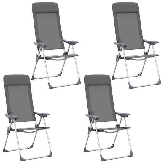 Chaises de camping pliables lot de 4 gris aluminium