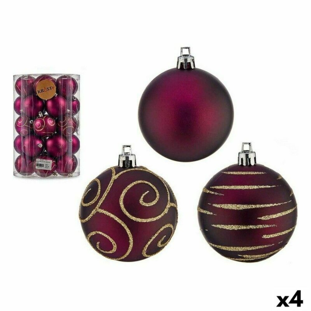 Lot de boules de noël violet pvc ø 6 cm (4 unités)