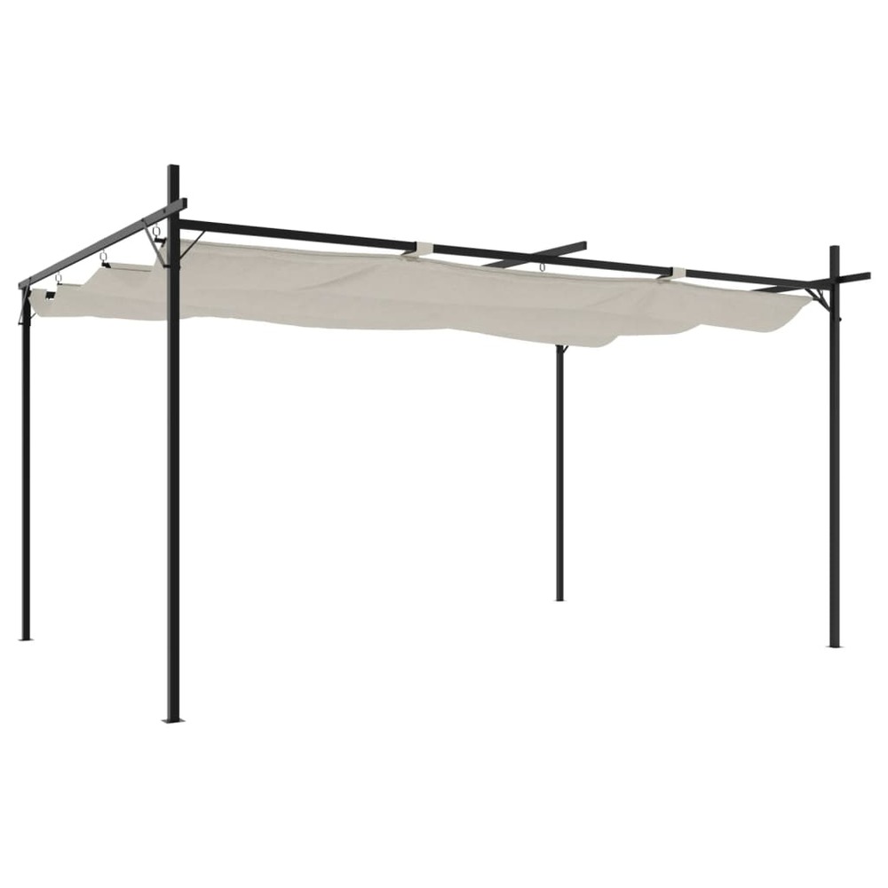 Pergola avec toit rétractable crème 395x292x230 cm