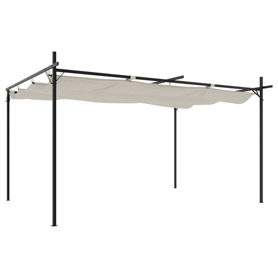 Pergola avec toit rétractable crème 395x292x230 cm