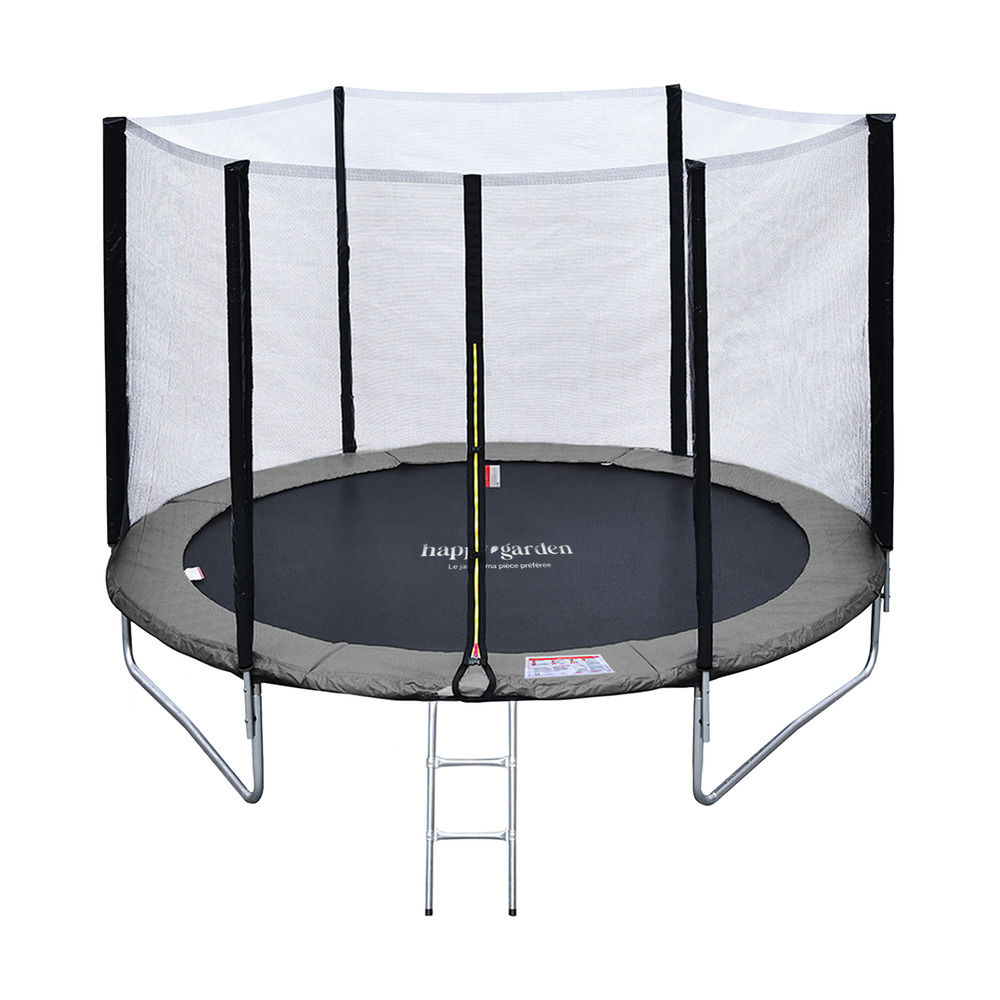 Trampoline 180cm réversible gris / rose cairns + échelle, bâche et kit d'ancrage