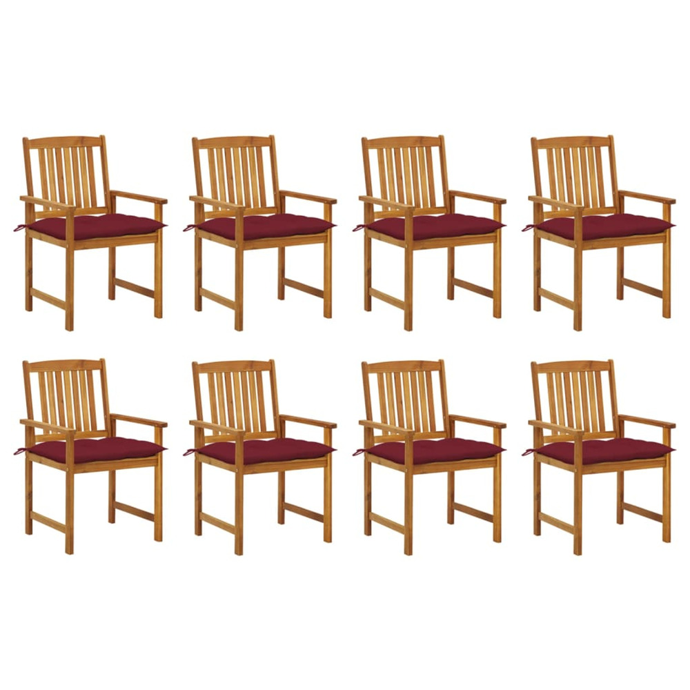 Chaises de jardin avec coussins lot de 8 bois d'acacia solide