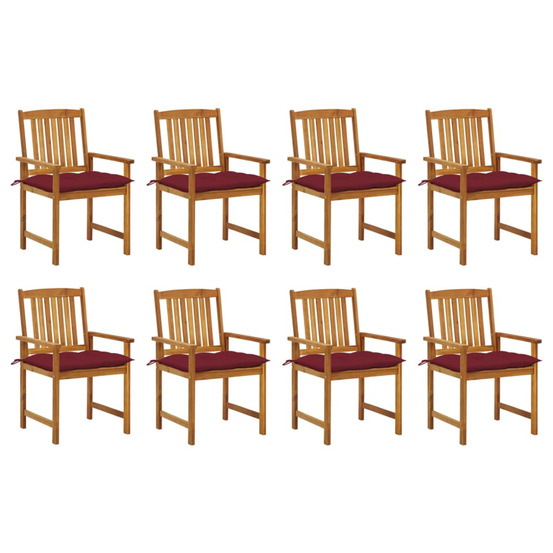Chaises de jardin avec coussins lot de 8 bois d'acacia solide