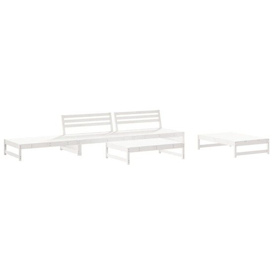Salon de jardin 6 pcs blanc bois de pin massif