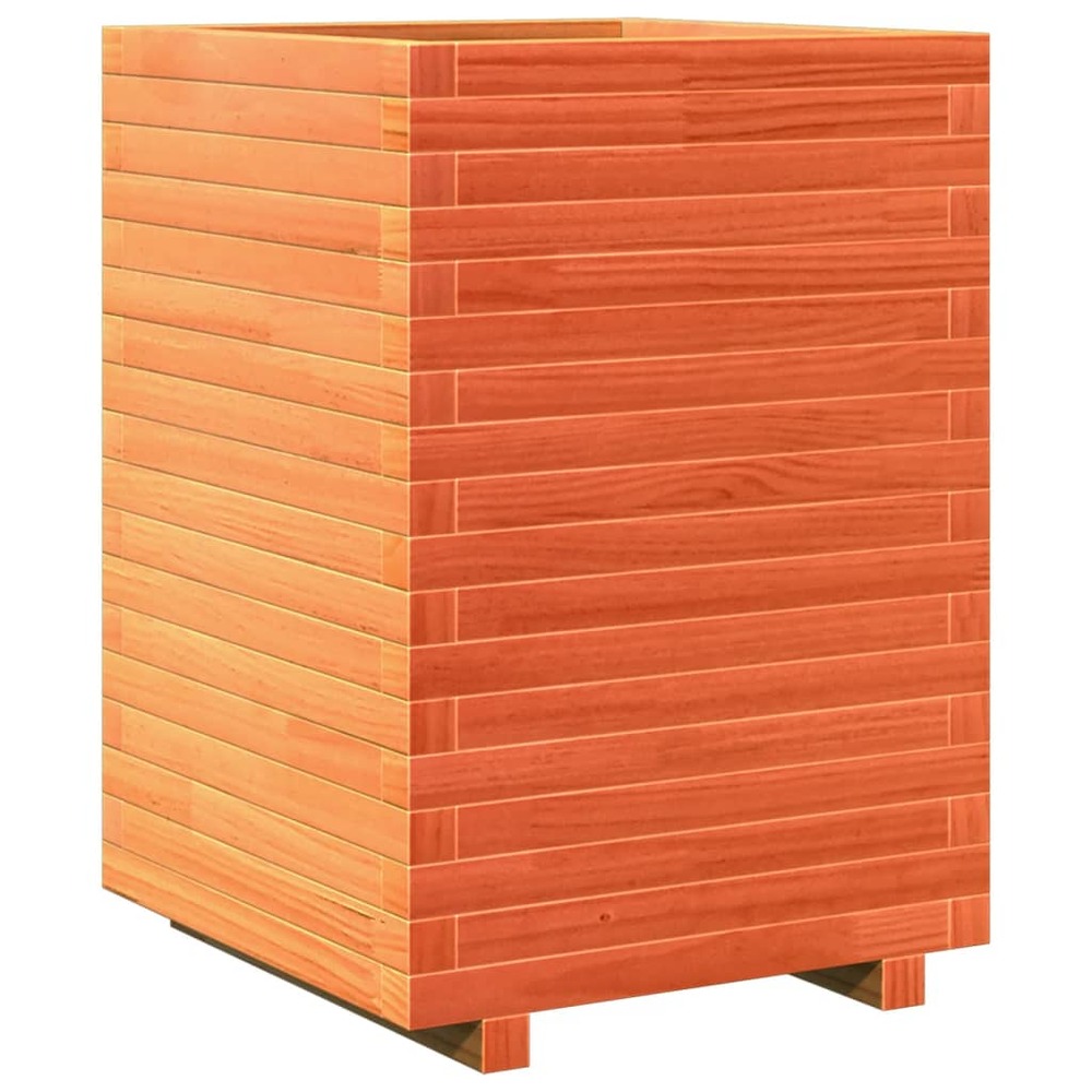Jardinière bac lit surélevé plantes fleurs terrasse jardin cire 50 x 50 x 72 cm bois de pin massif marron