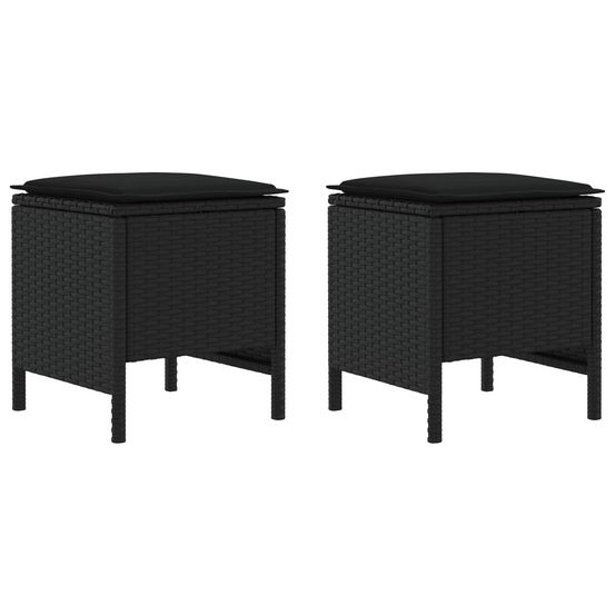 2 pc pouf de jardin rotin pe noir