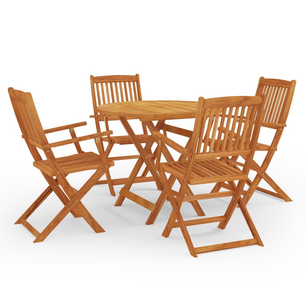 Mobilier à dîner d'extérieur pliable 5 pièces bois d'eucalyptus