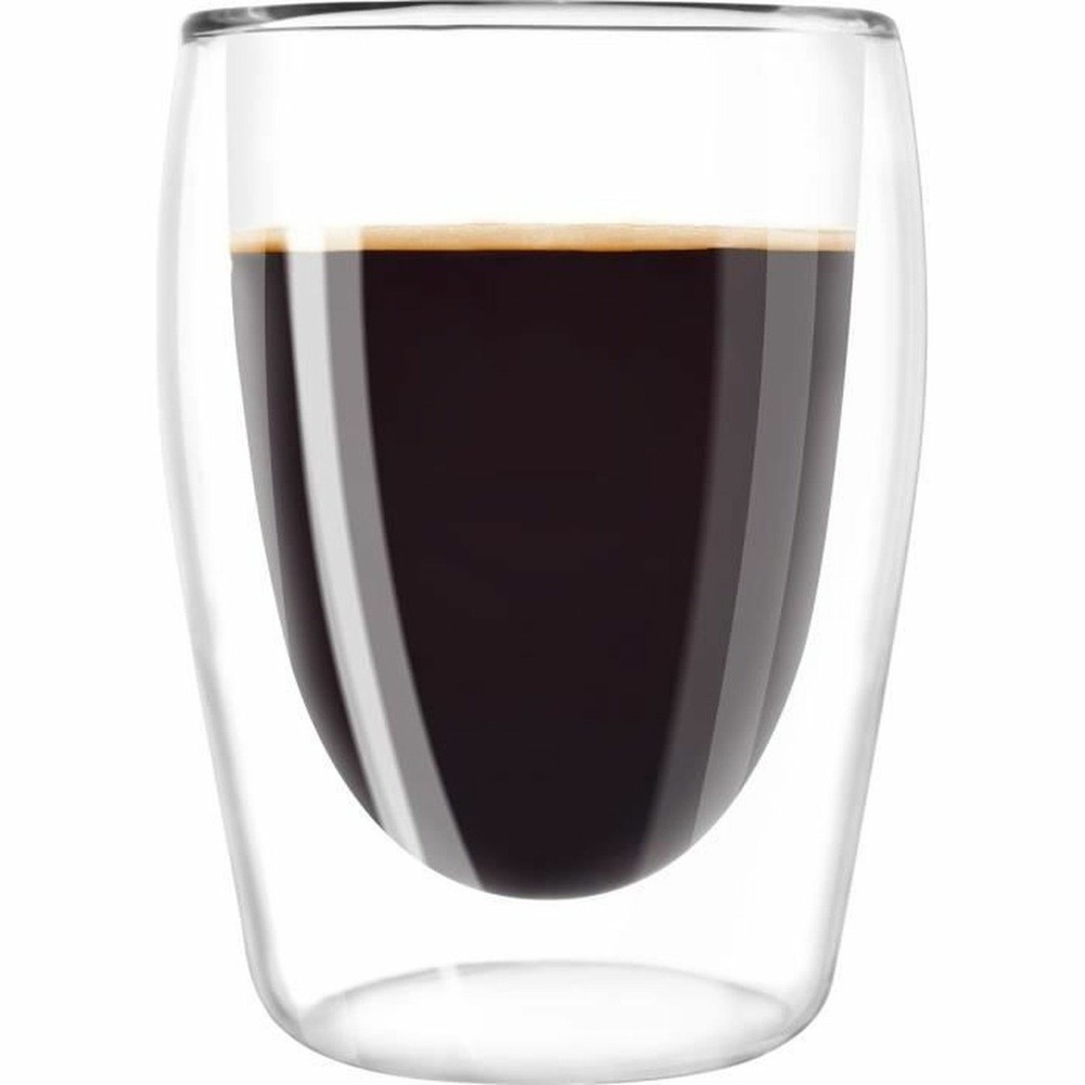 2 verres en borosilicate pour café long 200 ml transparent