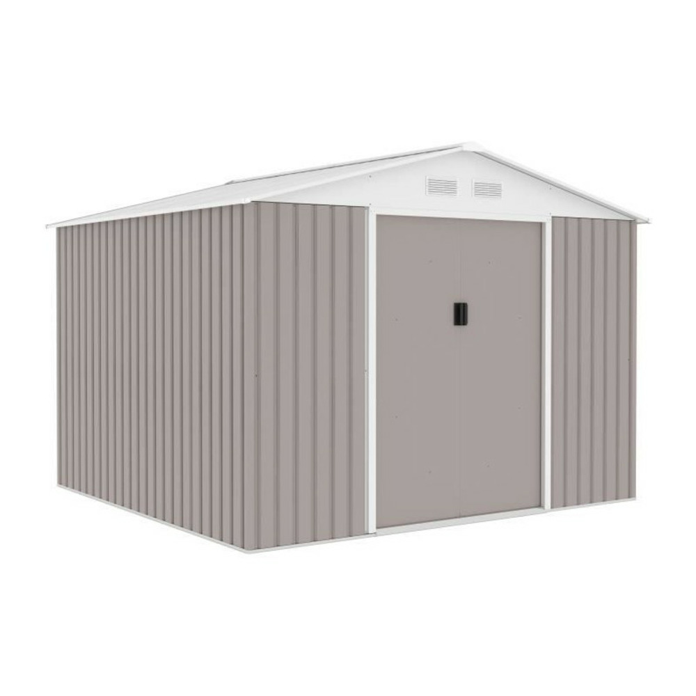 Abri de jardin en métal 7,06 m² - 277 x 255 x 202 cm - kit d'ancrage inclus - taupe