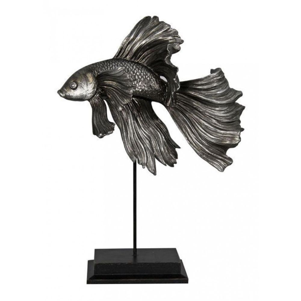 Statue poisson mdf gris - riviera interior's