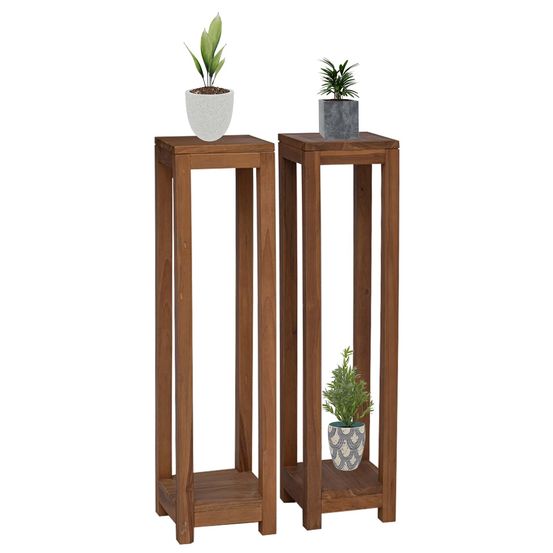 Support de plante 2 pièces naturel 25 x 25 x 100 cm