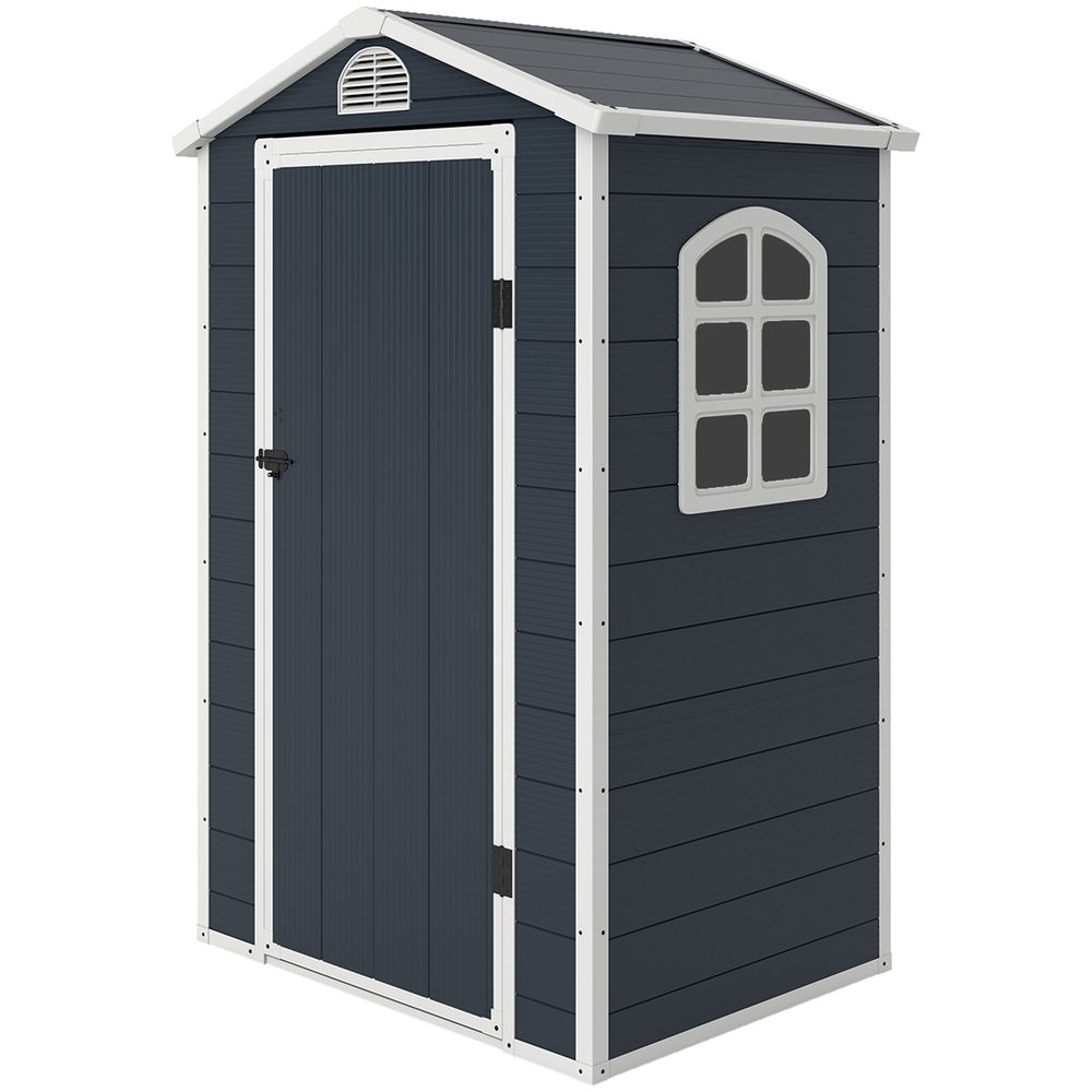 Abri de jardin polypropylène 134 x 104 x 204 cm gris foncé rangement extérieur sécurisé - comfortxl outdoor living