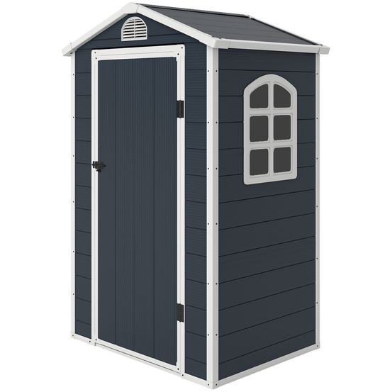 Abri de jardin polypropylène 134 x 104 x 204 cm gris foncé rangement extérieur sécurisé - comfortxl outdoor living