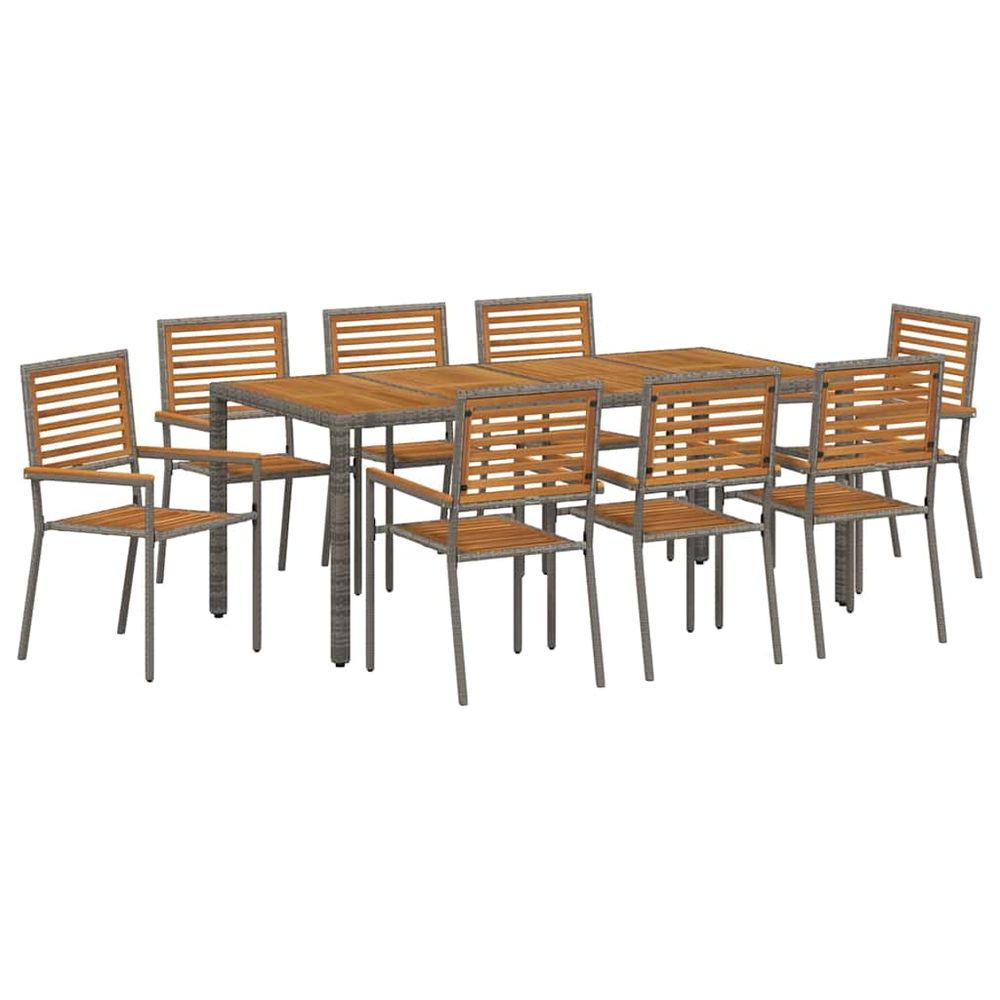 Ensemble de salle à manger pour jardin 9 pc gris et marron