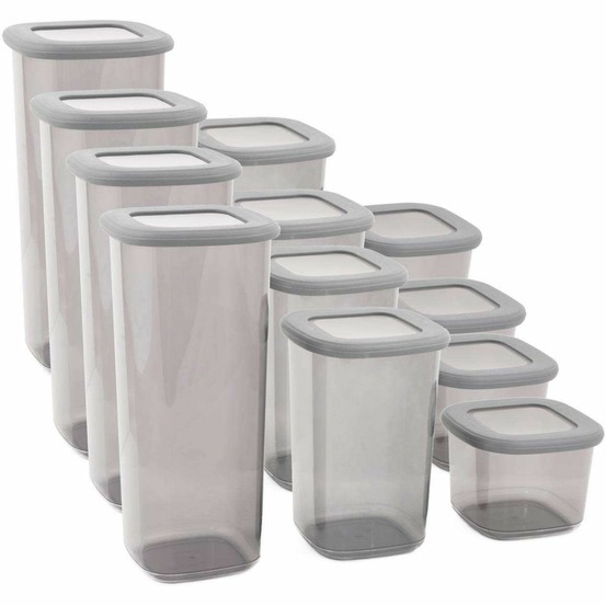 Boîte de conservation en plastique transparent et anthracite box 12 pièces