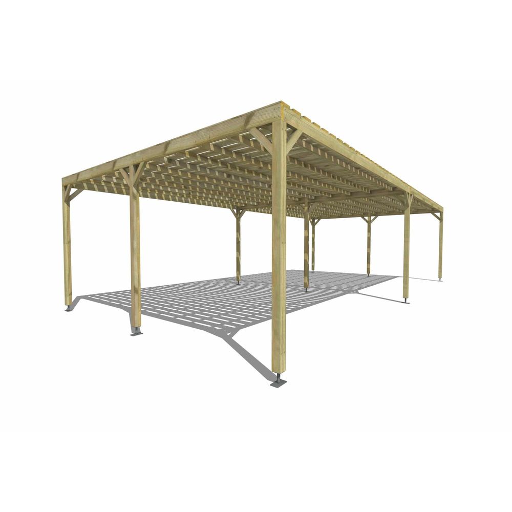 Pergola bois • 10m x 5m • indépendante • sens largeur • platelage bois • livraison comprise